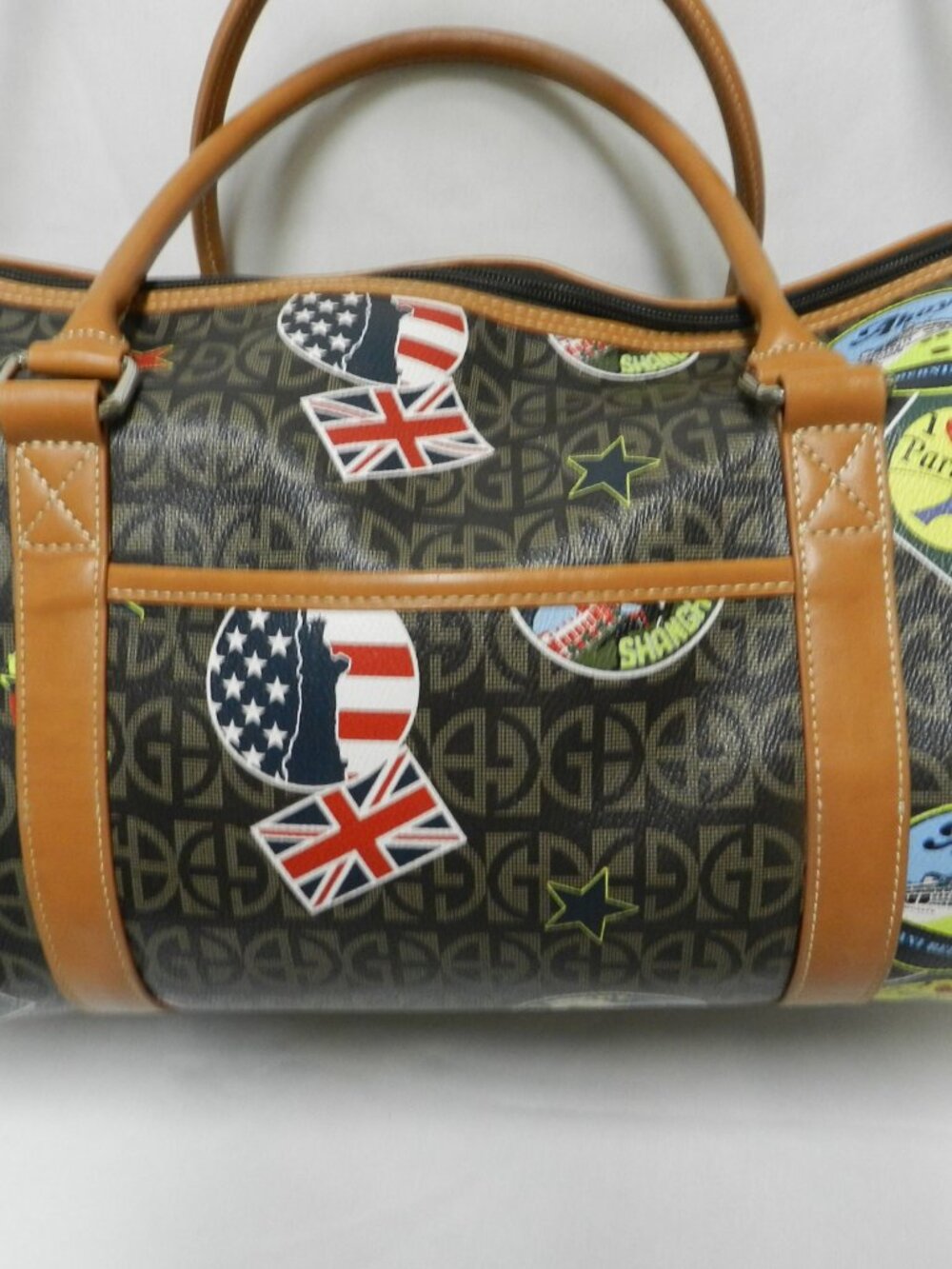 Giani Bernini Postcard duffle travel large bag Coated canvas Ahoy Paris Flags - Picture 5 of 16